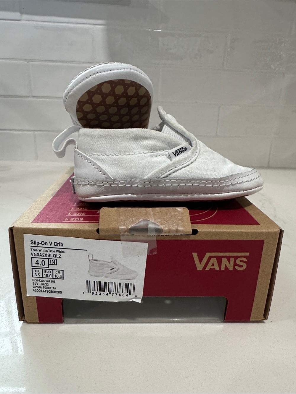 Vans White Slip-On V Crib Baby Shoes